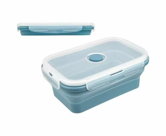 953007 - Контейнер герметичн для СВЧ MIGLIORE складн прям 700мл 18*12,5*7 (3)см синий силикон 108431 Mallony (1)