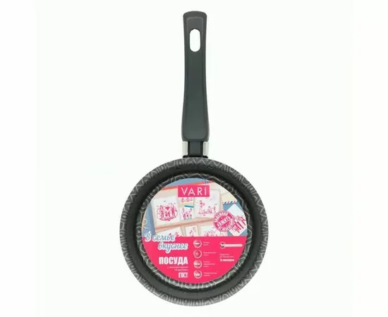 953306 - Ковш штамп В семье вкуснее d=14см h=8см дно/ст 1,6мм VSV64114 VARI (1)