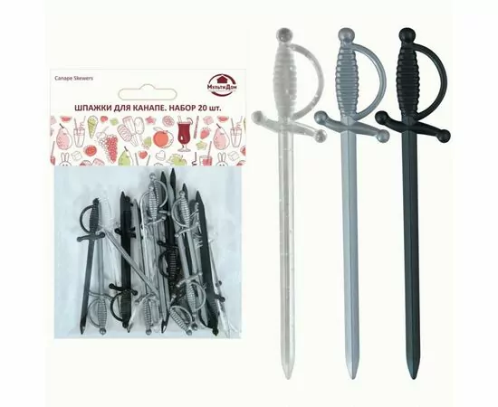 953573 - Шпажки д/канапе Шпага Лофт 20шт/уп,цена за уп,82 мм(кратность 10шт!!!),пластик МГ76-187Мультидом (1)