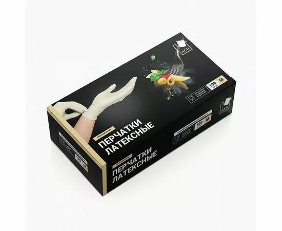 953783 - Перчатки латексные 100шт(50пар,10,8 гр пара),без напыл,бежевые,разм M,коробка,15793/ ADM (1)