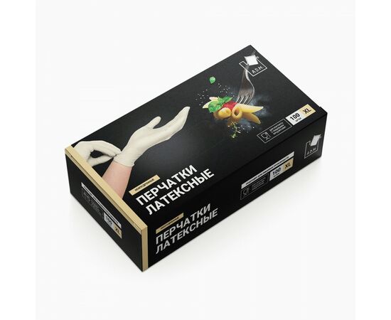 953785 - Перчатки латексные 100шт(50пар,13 гр пара),без напыл,бежевые,разм  XL,коробка,15795/ ADM (1)