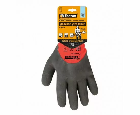 953954 - Перчатки Двойное утепление акрил с полиэстером, латексное покрытие, в и/у, 10(XL), Fiberon (1)
