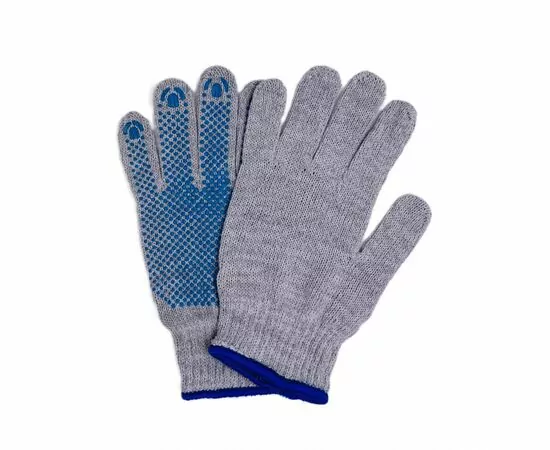 908810 - Перчатки х/б с ПВХ Экстра, 60гр, серые (р.9) 7 класс, 10пар/уп, цена за пару, 204 Сибшнур (1)