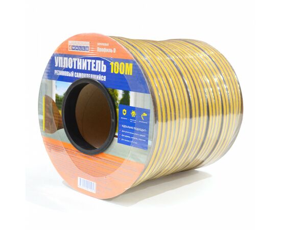 911646 - Уплотнитель D-профиль 8*9мм 4WALLS 100м коричневый резиновый самокл. арт.URK100D (1)