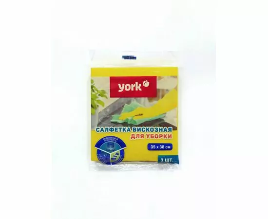 949999 - Салфетки вискозные 35*38см универсальные,повыш.плотности,3 шт/уп,020200/ YORK (1)