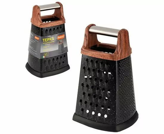 954696 - Терка четырехгранная  MARBLE NERO 20см, нерж сталь мрамор черный  310895 Mallony (1)