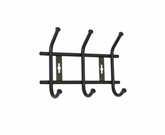 957118 - Вешалка настенная 3 крючка (Д28*Ш21,5*В8,5см) металл, мат черный ВНТ3М/Ч (замена 817495) Nika (1)