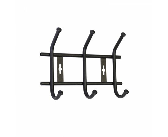 957118 - Вешалка настенная 3 крючка (Д28*Ш21,5*В8,5см) металл, мат черный ВНТ3М/Ч (замена 817495) Nika (1)