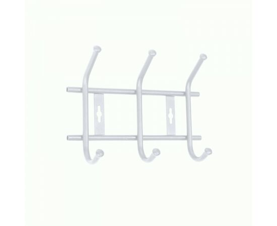 957119 - Вешалка настенная 3 крючка (Д28*Ш21,5*В8,5см) металл, мат белый ВНТ3М/МБ (замена 847004) Nika (1)