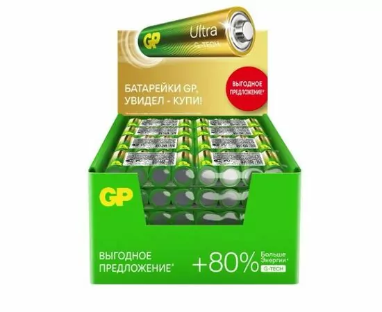 957187 - Элемент питания GP Ultra G-TECH 15A LR6/316/AA Блок 96 (24xШринк4) (1)