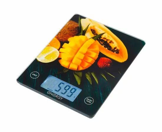 957756 - Весы кухон. эл. Energy EN-433A, до 10кг, дел.1г, стекло, 20*15см, 1*CR2032, 110068 (1)