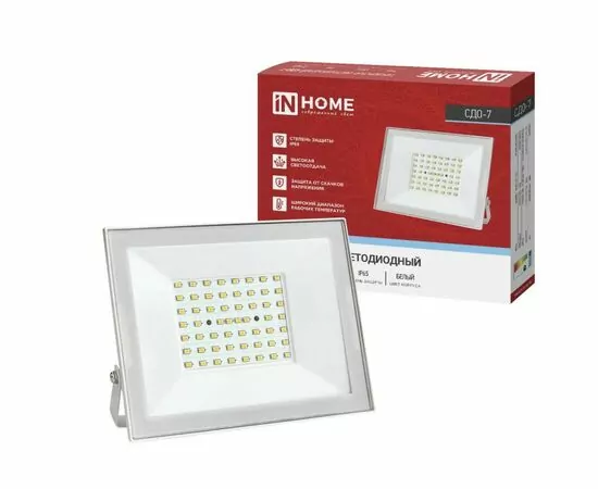957885 - ASD/InHome прожектор св/д СДО-7  70W(6300lm) 6500K 6K 191x171x26 алюминий/белый IP65 4383 (1)