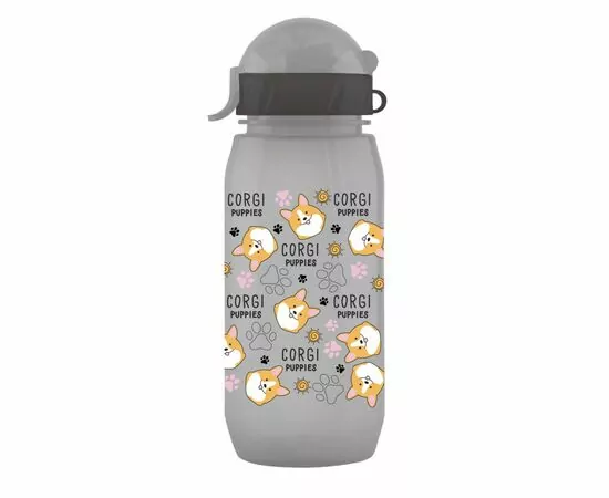 958040 - Бутылка для воды и напит. с трубочкой  CORGI PUPPIES 400мл КК0725 WOWBOTTLES (1)