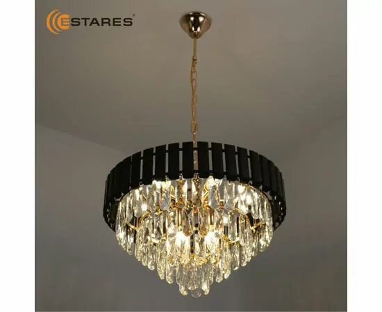 958387 - Estares св-к-люстра SANDRA E14x8 480x905 черн/золот/кристаллы БЕЗ пульта IP20 # (1)