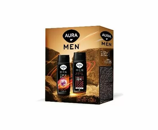 958674 - П/набор МУЖСКОЙ: Гель д/душа Энергия спорта 250мл+Шампунь д/волос Укрепляющий 250мл AURA MEN 15373 (1)