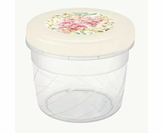 959064 - Банка с завинчивающейся крышкой 0,8л, декор беж 433154807 Phibo/Бытпласт (1)