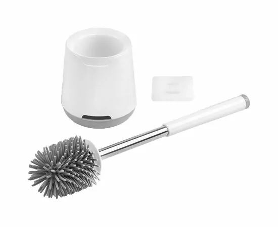 959427 - Туалетная щетка-ерш (Комплект WC) 12,5*43см,нерж сталь,ТПР,белый,110655/ Рыжий кот (1)