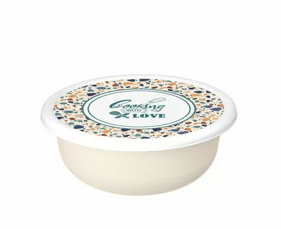 960222 - Миска (салатник) с крышкой Modena 1,2л Терраццо св беж 223133825/01 Homver (1)