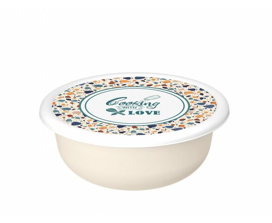 960222 - Миска (салатник) с крышкой Modena 1,2л Терраццо св беж 223133825/01 Homver (1)