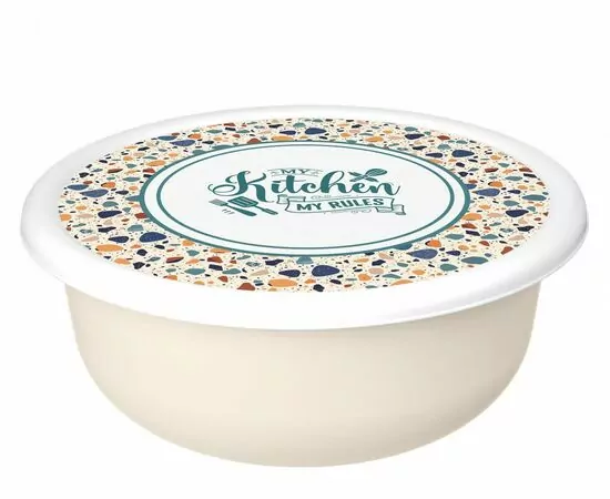 960224 - Миска (салатник) с крышкой Modena 3,2л Терраццо св беж 223134025/01 Homver (1)