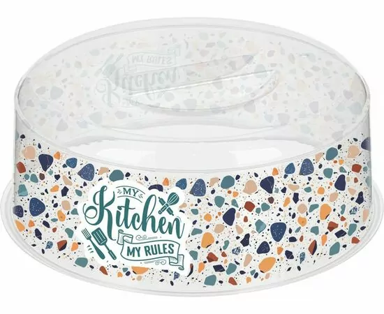 960227 - Крышка для СВЧ d=25см, с декором Терраццо св беж 223134301/00 Homver (1)