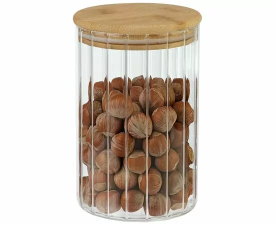 954732 - Банка д/сыпучих продуктов AROMA RIVIERA 1000мл, с крышкой, рельефное стекло 108280 Leonord (1)