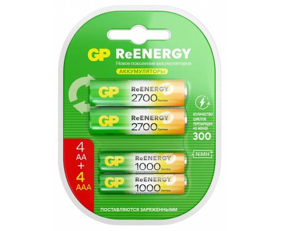 958183 - Ак-р GP ReEnergy R6/R03 2700mAh/1000mAh Ni-MH BL8 GP 270HC/100HCRGY-2CRCB8 48/480 (1)