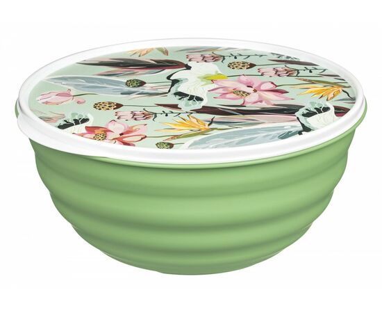 960219 - Миска (салатник) с крышкой Latina 3,2л, с декором Botanica зеленый 222133718/08 Homver (1)