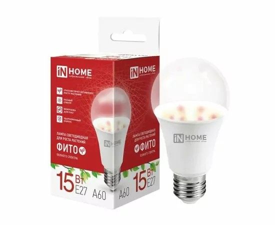 963743 - ASD/InHome фито лампа для растен ЛОН А60 E27 15W 15мкм/с 110x60 полн.спектр LED-A60 PRO-ФИТО 5687 (1)