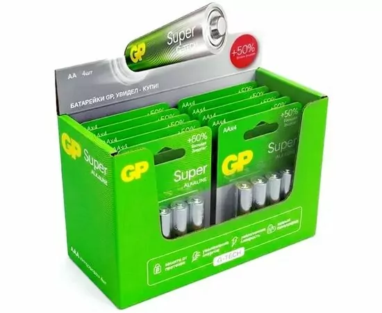 963910 - Элемент питания  GP Super G-TECH 15A LR6/316/AA BL4 (шоу-бокс 40 штук) (1)