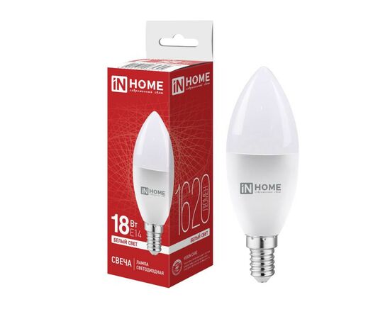 964311 - ASD/InHome лампа св/д VC свеча C37 E14 18W(1620lm) 4000K 4K 116x38 (без пульсации) 5304 (1)