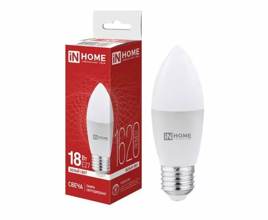 964313 - ASD/InHome лампа св/д VC свеча C37 E27 18W(1620lm) 4000K 4K 116x38 (без пульсации) 5328 (1)