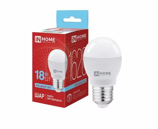 964317 - ASD/InHome лампа св/д VC шар P45 E27 18W(1620lm) 6500K 6K 85x46 (без пульсации) 5359 (1)