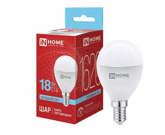 964319 - ASD/InHome лампа св/д VC шар P45 E14 18W(1620lm) 6500K 6K 86x46 (без пульсации) 5373 (1)