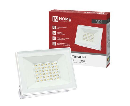 964334 - ASD/InHome прожектор св/д СДО-7  50W(4500lm) 4000K 4K 143x122x25 алюминий/белый IP65 4376 (1)