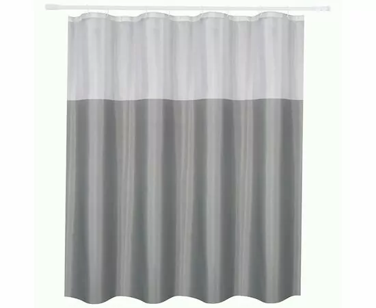 964971 - Штора для ванной комнаты полиэстер 180*180см,12колец,бело-сер,водоотталк  покрыт,311980/ Рыжий кот (1)