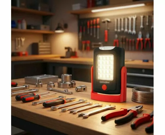 966501 - Camelion фонарь ручной E1442 (3xR03 не в/к) 3LED+20SMD 3W(140lm) 6500K 2реж. подст, пластик (1)