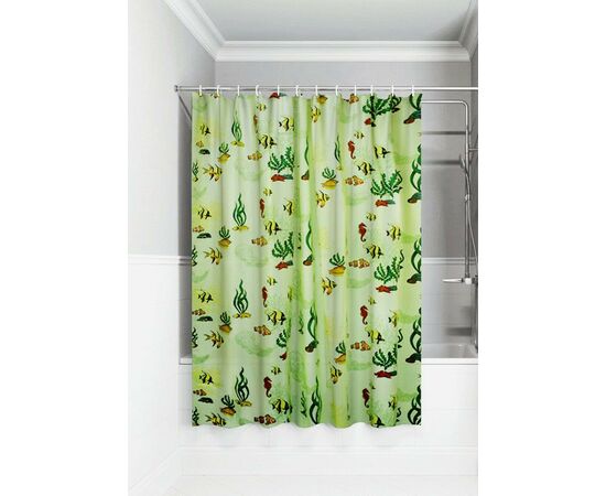 966526 - Штора для ванной п/этилен 180*180,40мкм,Водоросли,10 колец,MPU5262/ Умничка (1)