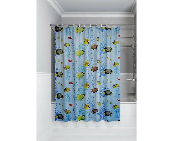966529 - Штора для ванной п/этилен 180*180,40мкм,Кораллы/рыбки,10 колец,MPU5279/ Умничка (1)