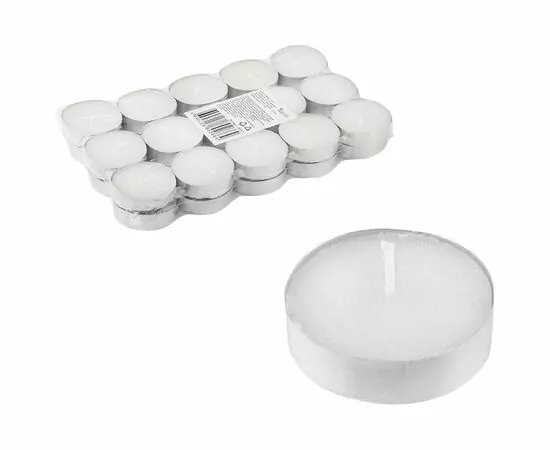 970015 - Свеча чайная в гильзе белая 30шт/уп, цена за уп, d=3,75мм 106117 Волшебная страна (1)