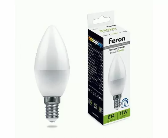 901437 - Feron лампа св/д свеча C37 диммир E14 11W(935lm) 4000K 4K матовая 114x37 LB-771 51056 (1)