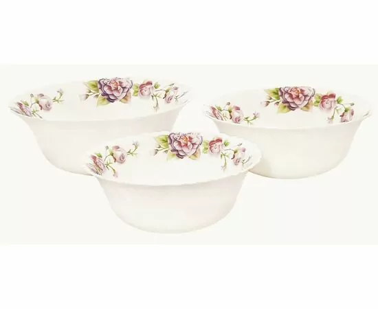 953043 - Набор посуды АНГЛИЙСКАЯ РОЗА 3 предм(салатник17,5см 20см 22,5см)стеклокерамП/У МФК OW-3B4(N)/H202092 (1)