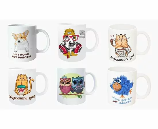 955570 - Кружка 350мл Животные керамика (кратность 12шт!!!) МФК MFK08001 (1)