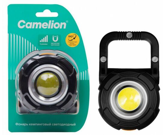 966057 - Camelion фонарь кемпинговый LED56252 (3xR03 не в/к) COB (170lm) 3 реж, магнит/рукоят, пластик, BL (1)