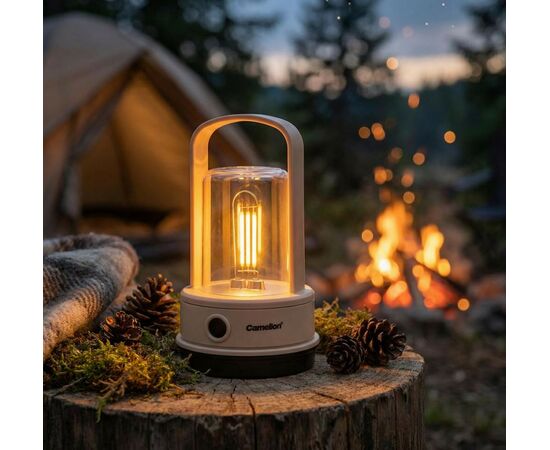 966059 - Camelion фонарь кемпинговый LED56325B (акк.3.7V) 3W(200lm) 4 реж, филамент, пластик, USB (1)