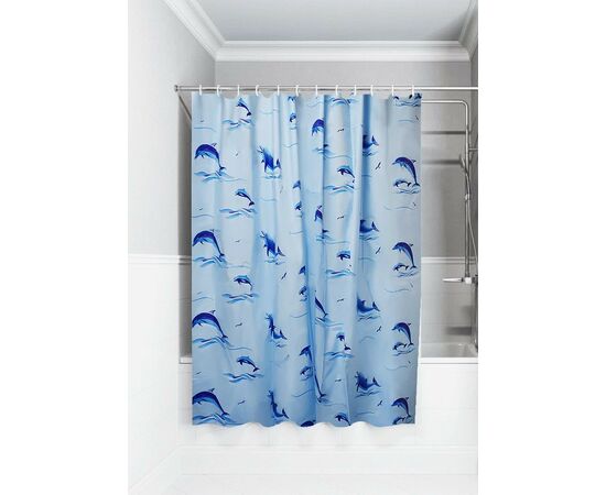 966527 - Штора для ванной п/этилен 180*180,40мкм,Дельфины,10 колец,MPU5231/ Умничка (1)