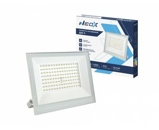 970351 - ASD/NEOX прожектор св/д  ДДО-8 100W(10000lm) 6500K 6K 231x205x25 алюминий/белый IP65 2г. 6677 (1)