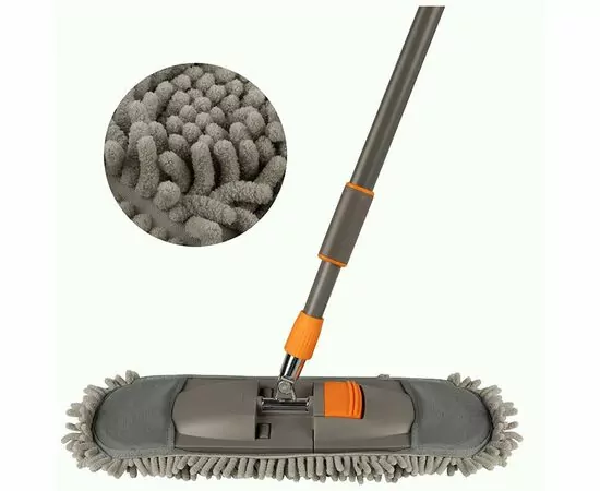 970410 - Швабра насадка плоская микрофибра 17*46см,ручка 85-140см тел,лапша,карм,Mop Blesk,310531/ Leonord (1)