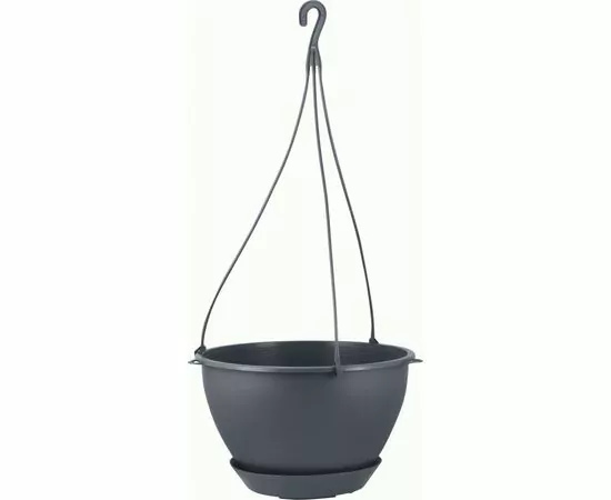 970526 - Горшок для цветов на подвесе 4,5л,d=23см,поддон фиксируемый,Athena вулк серый,IG146110026/ InGreen (1)