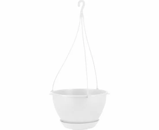 970528 - Горшок для цветов на подвесе 4,5л,d=23см,поддон фиксируемый,Athena бел жасмин,IG146110048/ InGreen (1)